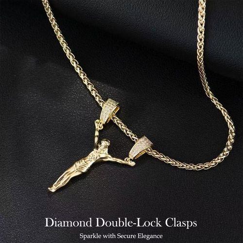 3D Jesus Christ Pendant Necklace: Real Gold Plated, No-Fade Design, Diamond Double-Lock Clasp, 24-Inch Chain - Sacred Jewelry Gift for Men & Women