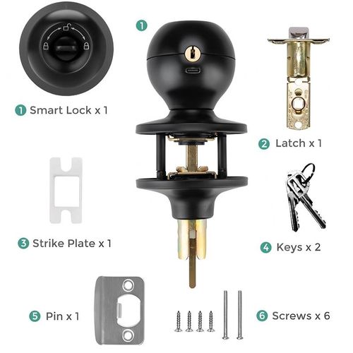 Keyless Fingerprint Smart Door Knob Lock - 0.5s Biometric Entry, App Control, Easy DIY Installation for Home & Office Security