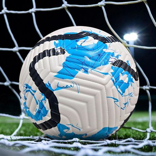 Professional Size 5 Soccer Ball: Premium Soft-Touch EVA Surface, Air-Tight Butyl Bladder, All-Weather Training Ball for Grass & Turf (Blue & White)