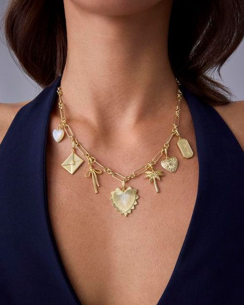 18K Gold Plated Customizable Link Chain Charm Necklace