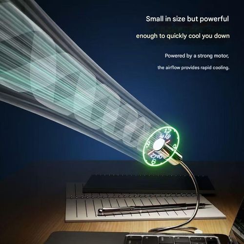 USB Fan with Time and Temperature Display