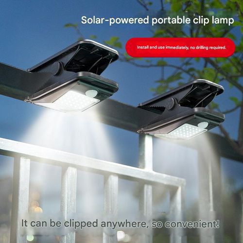 Ultra-Bright Solar Clip-On Light — Motion-Sensing Outdoor Streetlight, Waterproof Courtyard Lamp, Ideal for Camping and Market Stalls