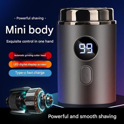 Rechargeable Electric Shaver — Fully Washable, Portable for Travel & Car Use, Replacement Head Included