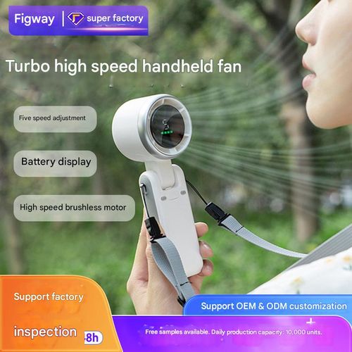 New High-Speed ​​Handheld Mini Fan — Portable USB-Rechargeable, Foldable, and Neck-Hanging Turbine Fan