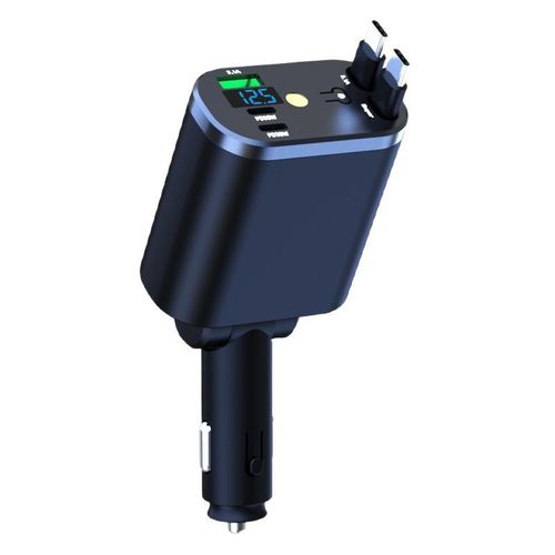 Starry Sky Car Cigarette Lighter Charger 120W Super Fast Mobile Phone Charger with 1-to-2 Retractable Cable