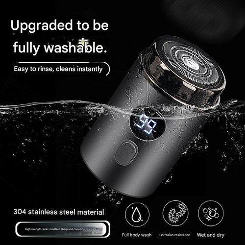 Rechargeable Electric Shaver — Fully Washable, Portable for Travel & Car Use, Replacement Head Included