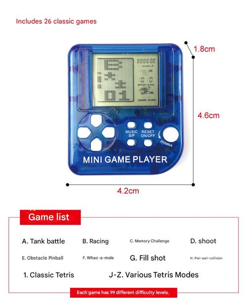 Handheld Tetris Game Console — Stress-Relief Toy, Creative Mini Charm & Keychain