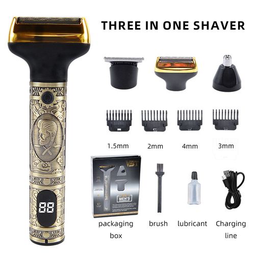 3-in-1 Rechargeable Grooming Kit: Multifunctional Shaver, Nose Hair Trimmer, and Beard Razor — Efficient and Silent Operation