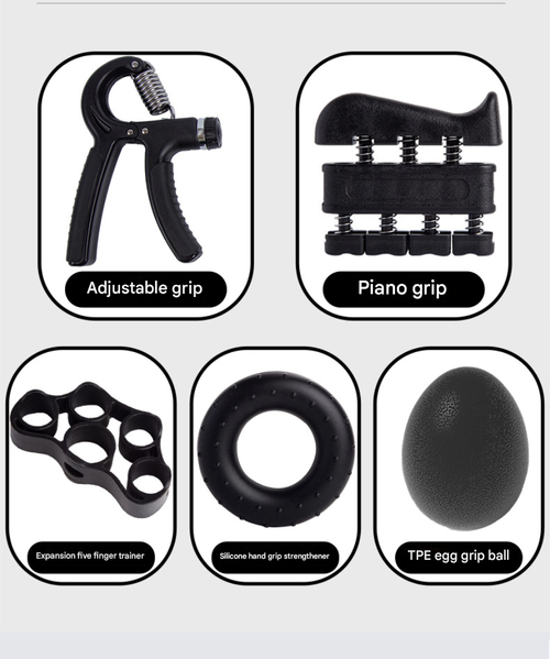 5-Piece Adjustable Hand Grip Strengthener Set — Fitness Equipment, Finger Gripper, and Wrist Trainer for Rehabilitation (Men & Women)