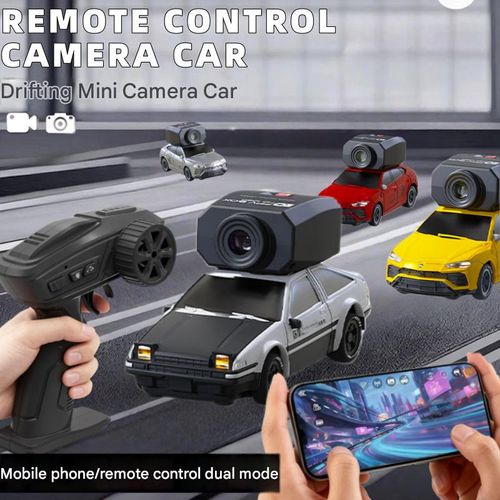 RC Stunt Racing Toy Car with Camera — 1:64 Scale 4WD Drift Sports Car