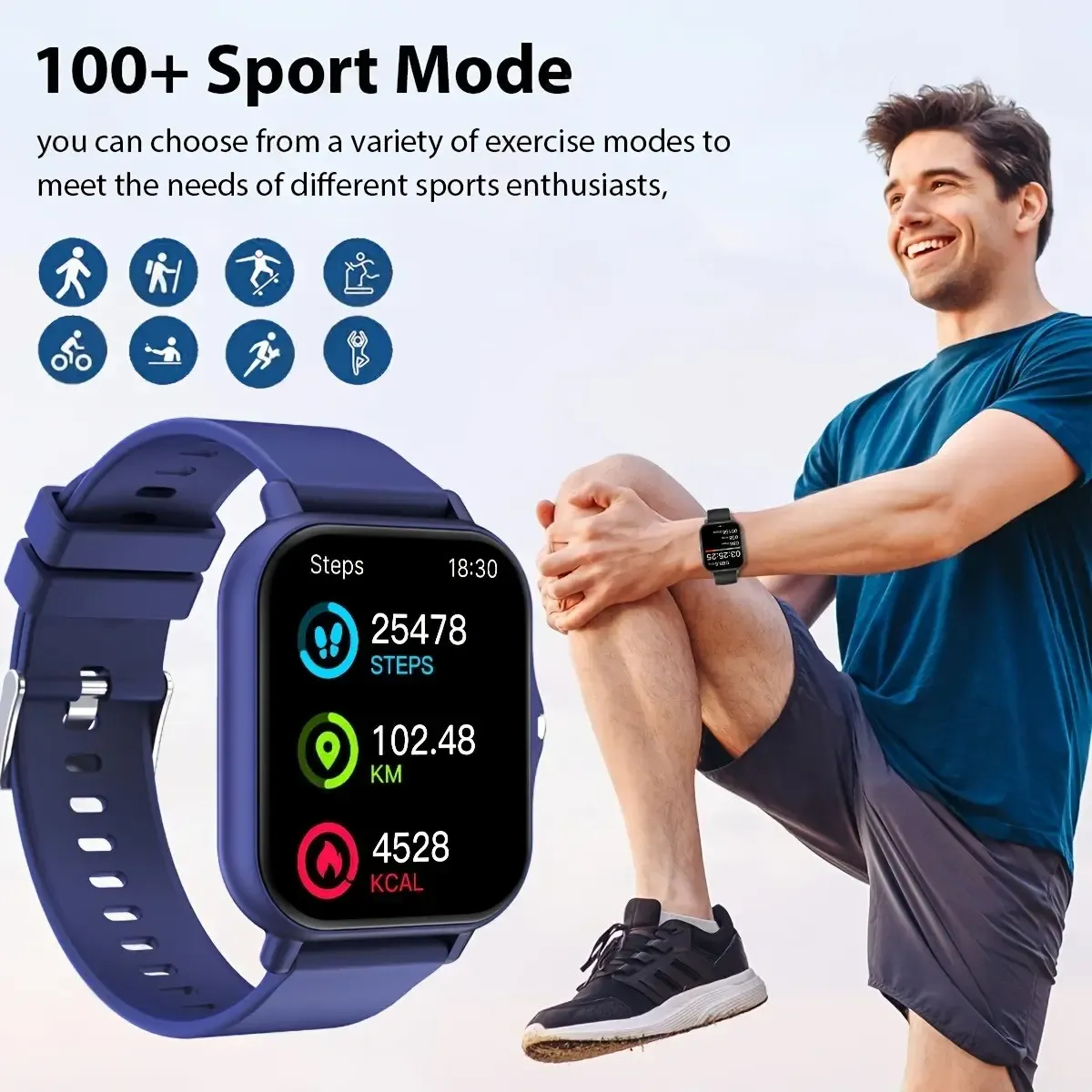 Smart Watch for Men & Women, 1.83 Touch Screen Bluetooth Watch with Notifications & Daily Activity Tracking, Comfortable Strap, Compatible with iPhone & Android