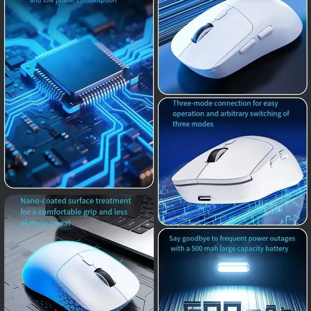 M348 Wireless Gaming Mouse, Tri-Mode 2.4g Bluetooth5.0 USB-C, 6400 Dpi Adjustable Rechargeable, 6 Programmable Buttons, Ergonomic Design for PC laptop tablet, Onlysell