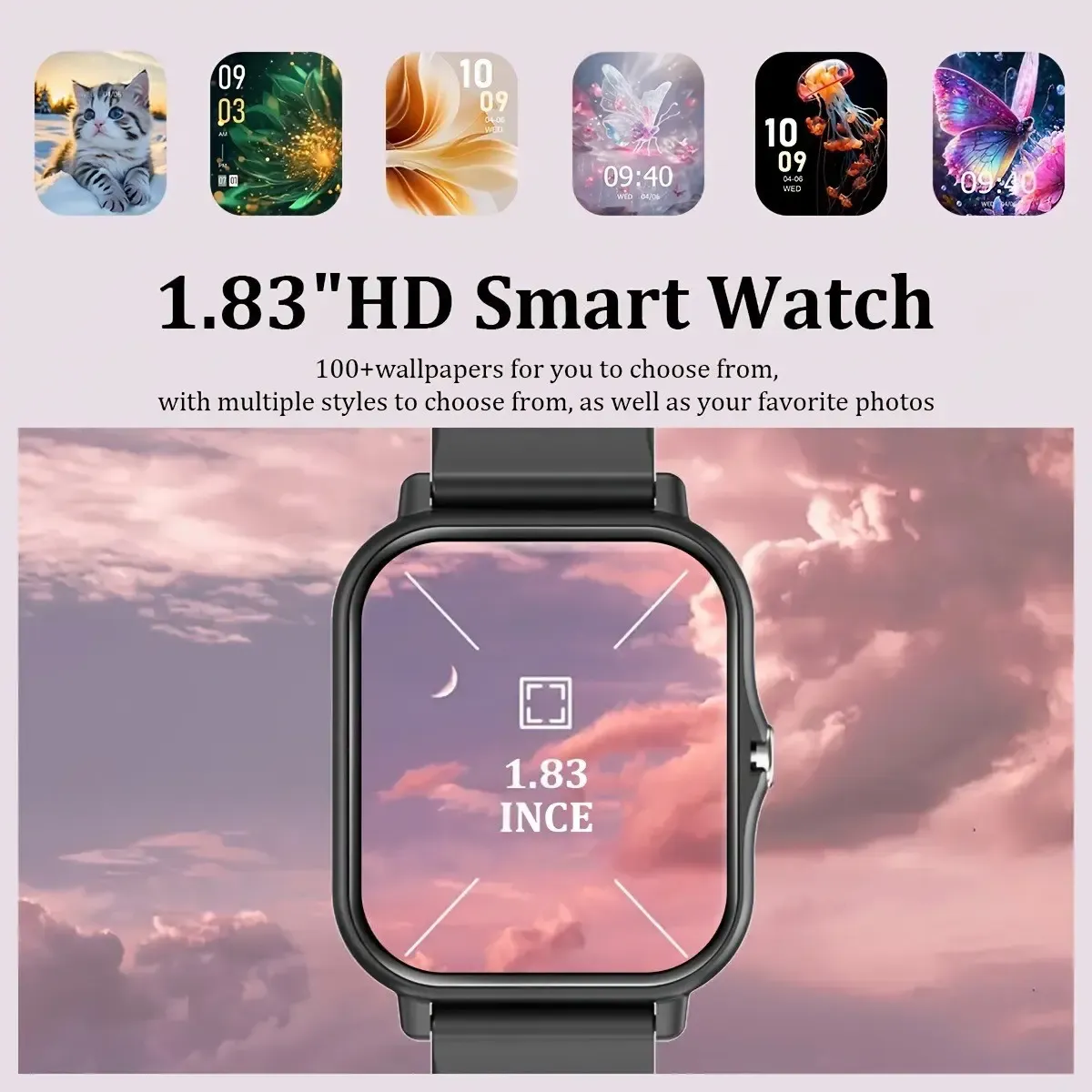 Smart Watch for Men & Women, 1.83 Touch Screen Bluetooth Watch with Notifications & Daily Activity Tracking, Comfortable Strap, Compatible with iPhone & Android