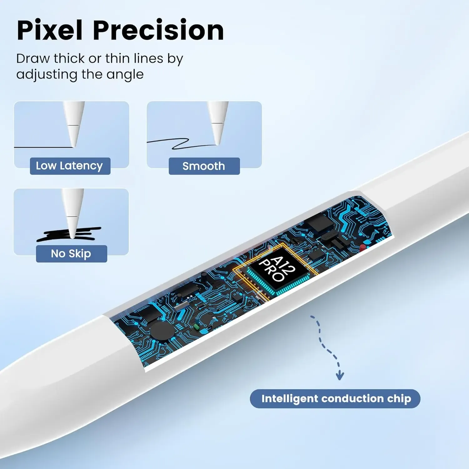 Compatible with Apple iPad, Xiaomi, and Huawei, this magnetic capacitive touch pen features pressure sensitivity, is easy to carry, and prevents accidental touches while making it suitable for tablet drawing.