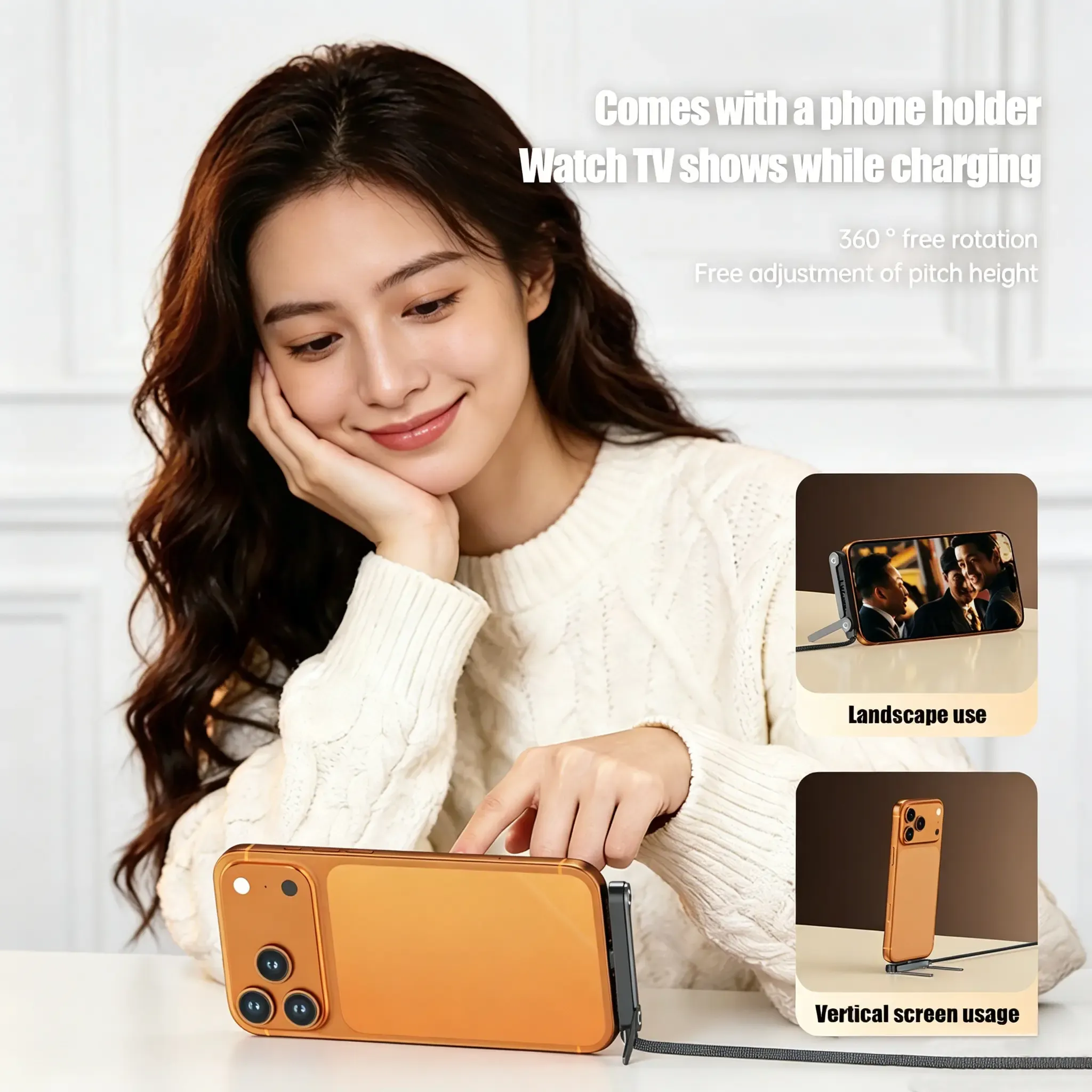 240W Super Fast Charging chargers — Built-in 360° Rotating Stand — 1.5m Data Charging Cable + Stand (2-in-1) — Zinc Alloy + Braided Cord — Type-C. Apple 15 16 17 Pro Max & Air, and Samsung Phones