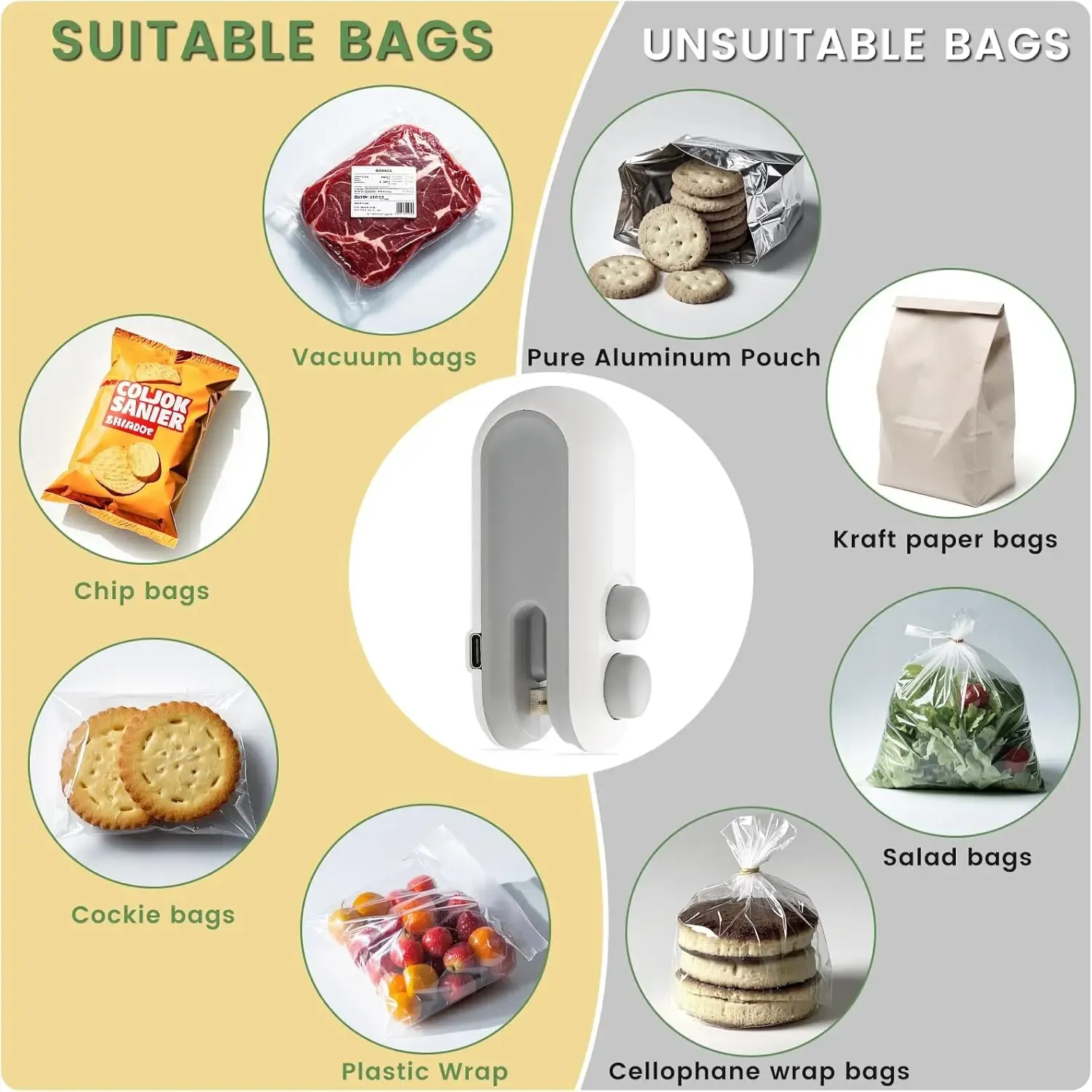 Mini Bag Sealer,2 in 1 Mini Bag Sealer and Cutter,Rechargeable Chip Bag Sealer,Sealer Machine,Bag Sealer for Snack,Sealing Machine for Plastic Bags Snack Bags