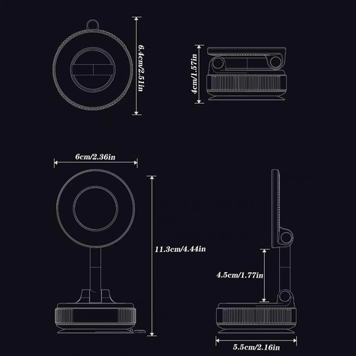 Magnetic Suction Cup Phone Holder, 360° Adjustable Foldable Magnetic Phone Stand for All Smartphones, Pocket-Sized Car Phone Holder, Car Phone Mount, Universal Smartphone Holder, Cell Phone Holders