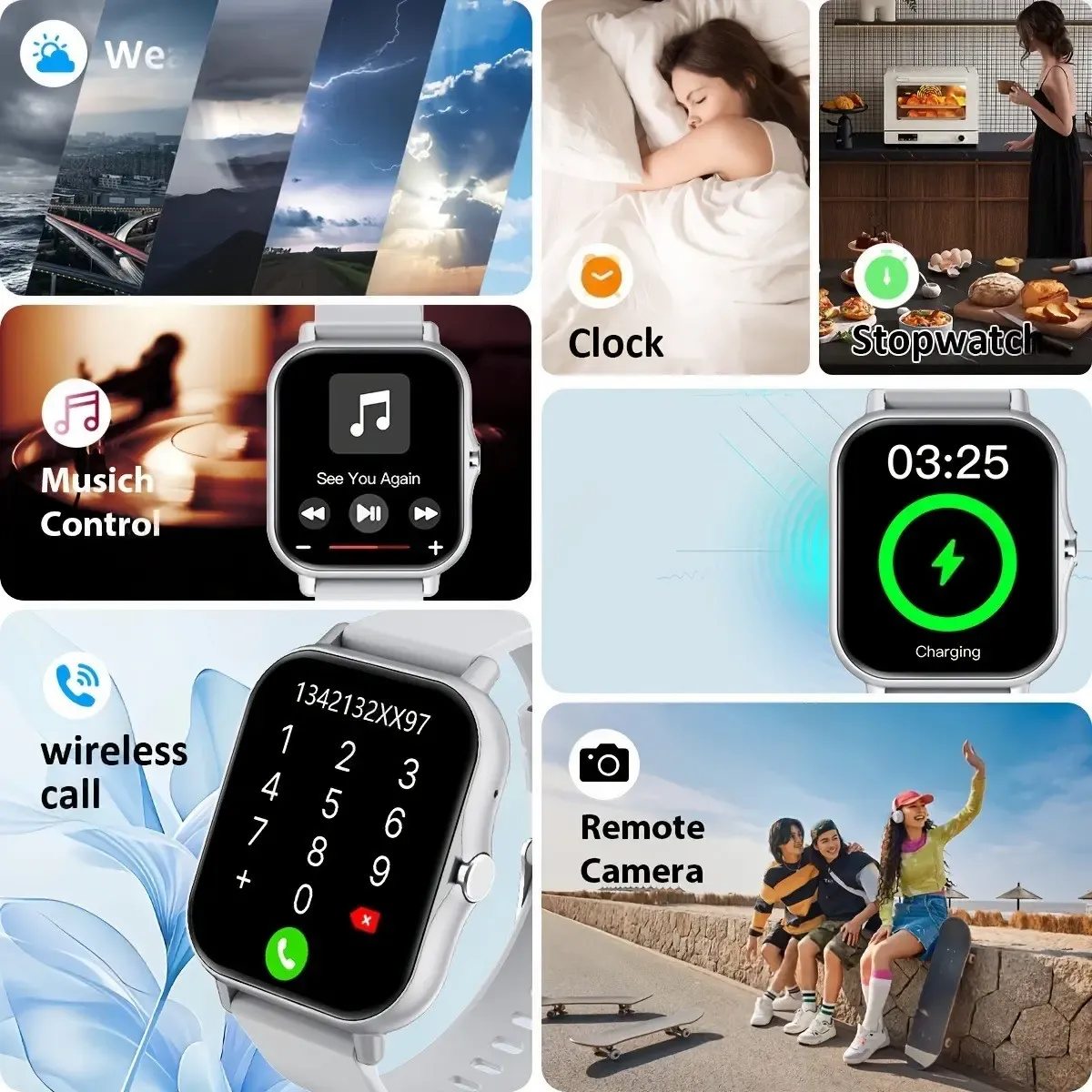 Smart Watch for Men & Women, 1.83 Touch Screen Bluetooth Watch with Notifications & Daily Activity Tracking, Comfortable Strap, Compatible with iPhone & Android