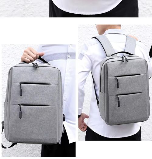 Mochila de negócios dos homens da moda com USB simples cor sólida versátil High School Student computador saco armazenamento livro sacos