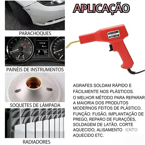 Pistola de Soldagem Plástica, Grampeador Térmico, Kit de Ferramentas para Reparação de Plástico e Diagnóstico Automotivo