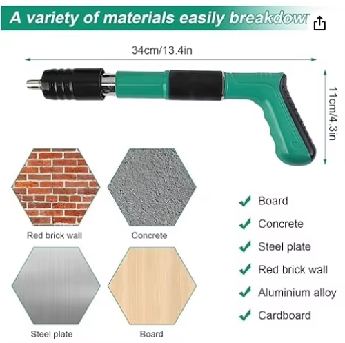 Pistola de Pregos Manual e Portátil com 200 Mini Pregos de Aço Incluídos