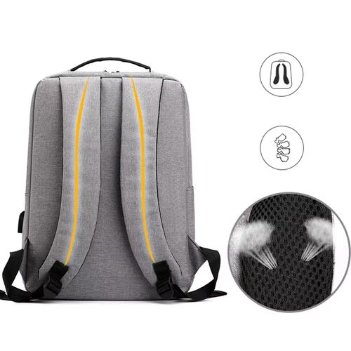 Mochila de negócios dos homens da moda com USB simples cor sólida versátil High School Student computador saco armazenamento livro sacos