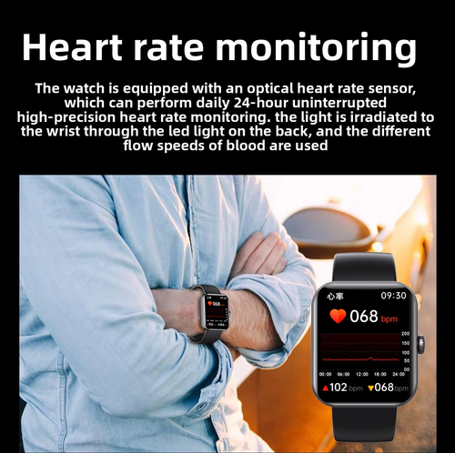 Relógio inteligente com chamada Bluetooth, monitor de frequência cardíaca, sono, SpO2, temperatura corporal, passos, calorias, atividades físicas e rastreamento de oxigênio.