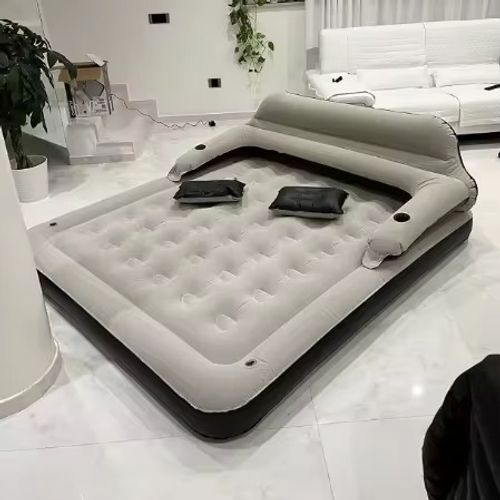 Colchão Inflável Grande com Cabeceira e Travesseiros, Cama Inflável para Casa