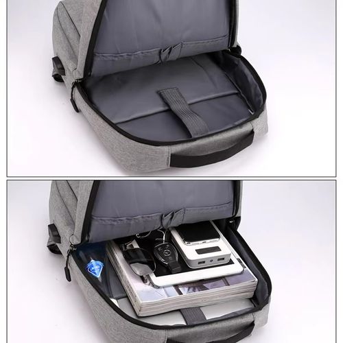 Mochila de negócios dos homens da moda com USB simples cor sólida versátil High School Student computador saco armazenamento livro sacos