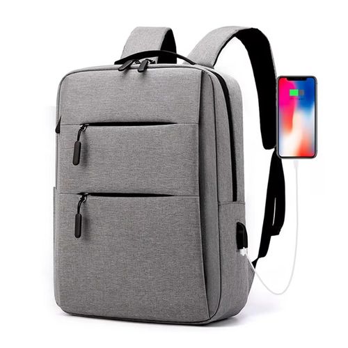 Mochila de negócios dos homens da moda com USB simples cor sólida versátil High School Student computador saco armazenamento livro sacos