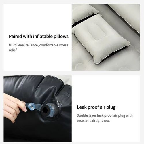 Colchão Inflável Grande com Cabeceira e Travesseiros, Cama Inflável para Casa