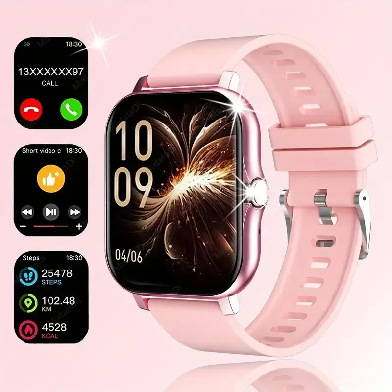 Smart watch, wireless talking dialing, multi-sport mode, call reminder and rejection, SMSreminder, message reminder, various APP reminders, multi-function display, HD screen, gifts, multiple colors Alloy Charging Pink Smartphone Usb Wearable Rechargeable
