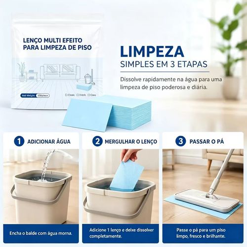 Tabletes de Limpeza para Pisos – 100 Peças, Multissuperfícies, para Madeira, Laminado, Cerâmica Porcelanato e Paredes de Motorhome, com Ação Antibacteriana, Desodorizante e Conservação.