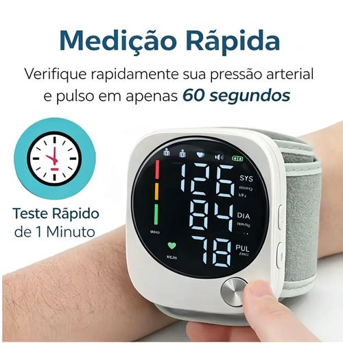 DealsForYouDays Monitor de Pressão Arterial de Pulso Recarregável com Tela Sensível ao Toque LED, Transmissão por Voz e Memória 99x2 — Medição Precisa da Pressão em Casa Feita de Forma Simples.