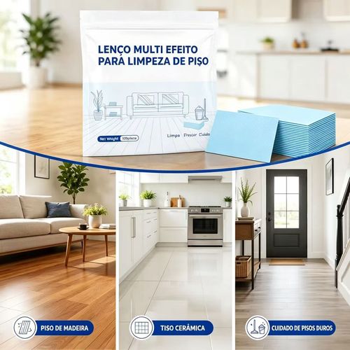 Tabletes de Limpeza para Pisos – 100 Peças, Multissuperfícies, para Madeira, Laminado, Cerâmica Porcelanato e Paredes de Motorhome, com Ação Antibacteriana, Desodorizante e Conservação.