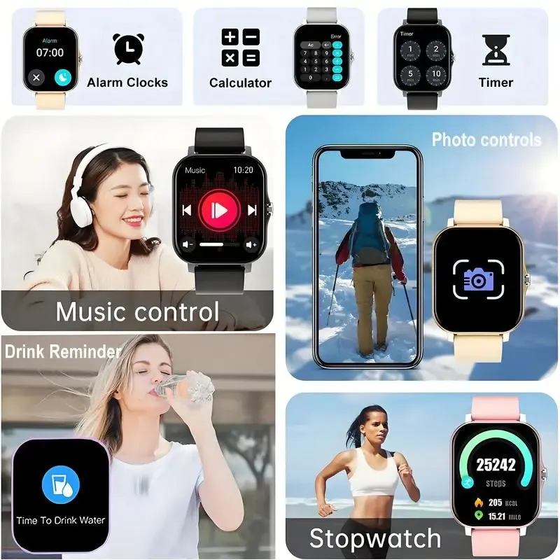 Smart watch, wireless talking dialing, multi-sport mode, call reminder and rejection, SMSreminder, message reminder, various APP reminders, multi-function display, HD screen, gifts, multiple colors Alloy Charging Pink Smartphone Usb Wearable Rechargeable