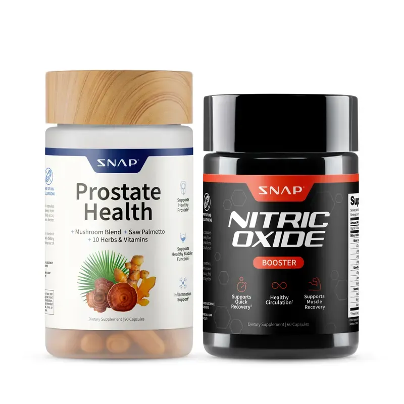 Snap Supplements - Nitric Oxide Booster 90ct + Prostate Health Bundle - Natural Supplement Capsules - Support Blood Circulation & Prostate Health