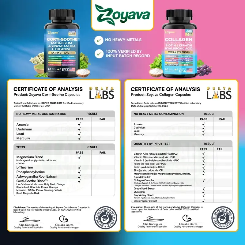 Shining Serenity Set - Zoyava Collagen & Cortisol All-in-One Dietary Supplement - Multivitamin Combo for Fitness & Healthcare with Extra Strength Ingredients - Made in USA