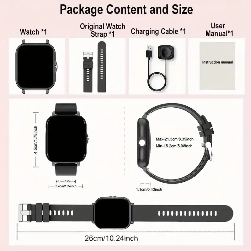 Smart watch, wireless talking dialing, multi-sport mode, call reminder and rejection, SMSreminder, message reminder, various APP reminders, multi-function display, HD screen, gifts, multiple colors Alloy Charging Pink Smartphone Usb Wearable Rechargeable