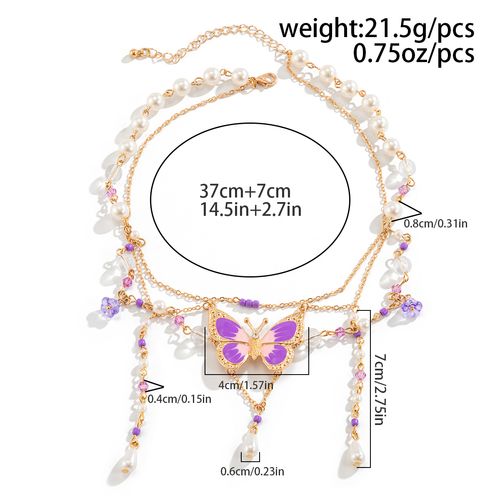 Beaded Y2K Butterfly Choker, Sweet & Cool Dopamine Necklace for Women, Unique Trendy Jewelry Gift