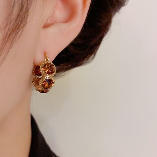 Light Luxury Fashion Earrings Exquisite Zircon Circle Earrings Vintage Hoop Gold
