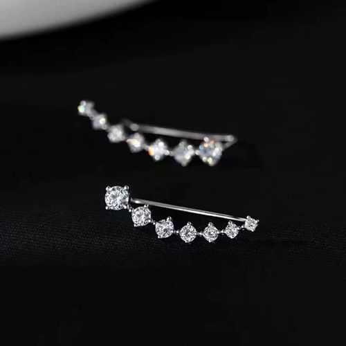 Simple but not simple, a row of high-gloss zircon earrings for women, light luxury and high-end earrings ins style