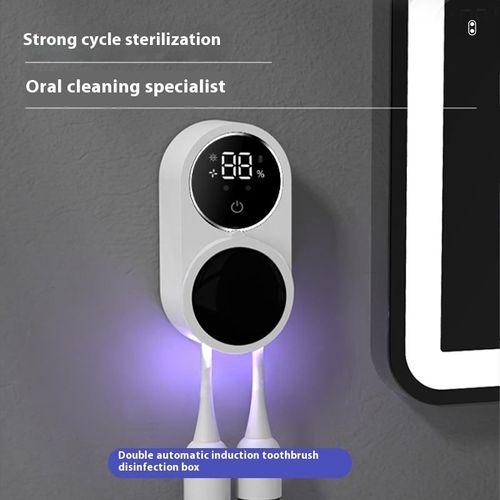 Portable Rechargeable UV Light Sterilizing Toothbrush Holder With Automatic Fan Dry Function