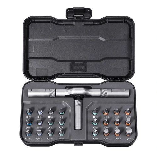 RS1 24-in-1 Multi-Functional S2 Steel Household Ratchet Screwdriver Set with Wrench Bits