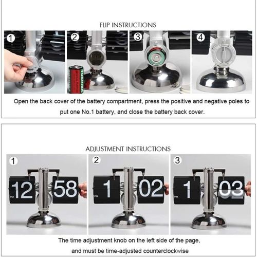 Vintage Automatic Flip Page Clock, Page-Turning Quartz Clock, Home Bedroom Office Desktop Decoration