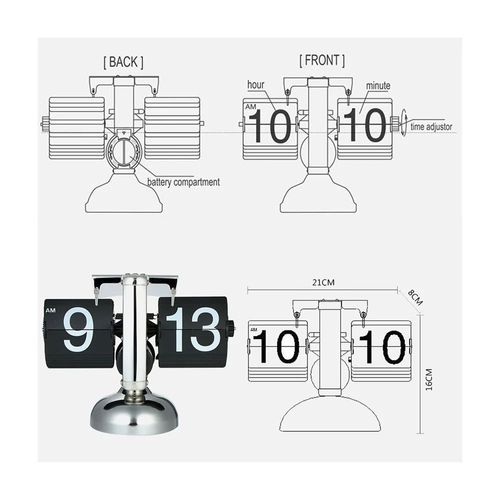 Vintage Automatic Flip Page Clock, Page-Turning Quartz Clock, Home Bedroom Office Desktop Decoration