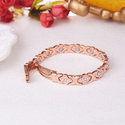 Hot selling red copper four-leaf clover diamond bracelet light luxury fashion magnetic energy jewelry couple bracelet