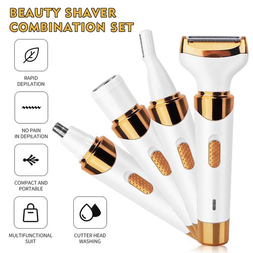 4 in 1 Painless Body Razor Kit Electric Razor for Womens Men Cordless Ladies Electric Shaver Rechargeable Electric Razor