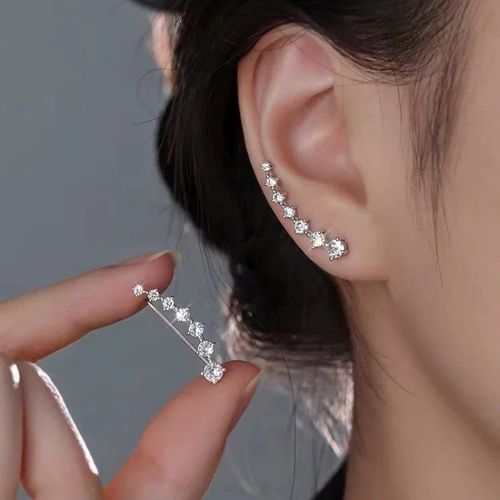 Simple but not simple, a row of high-gloss zircon earrings for women, light luxury and high-end earrings ins style
