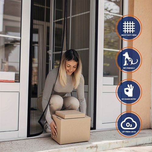 Heavy-Duty Magnetic Screen Door - Self-Sealing, Hands-Free Mesh for Insect Protection, Pet & Youngsters Friendly, Easy Installation with Magnetic Strips, Durable Nylon Material, Bohemian Style, Hand Wash Only, Insect Barrier Door | Mesh Partition Door | Durable Nylon Mesh